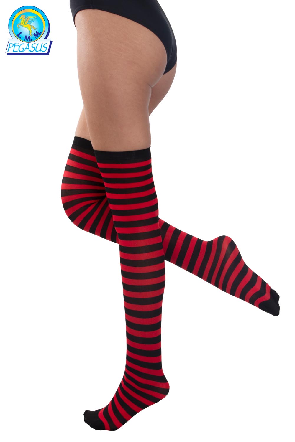 CALZE PARIGINE RIGATE ROSSO NERO ADULTA